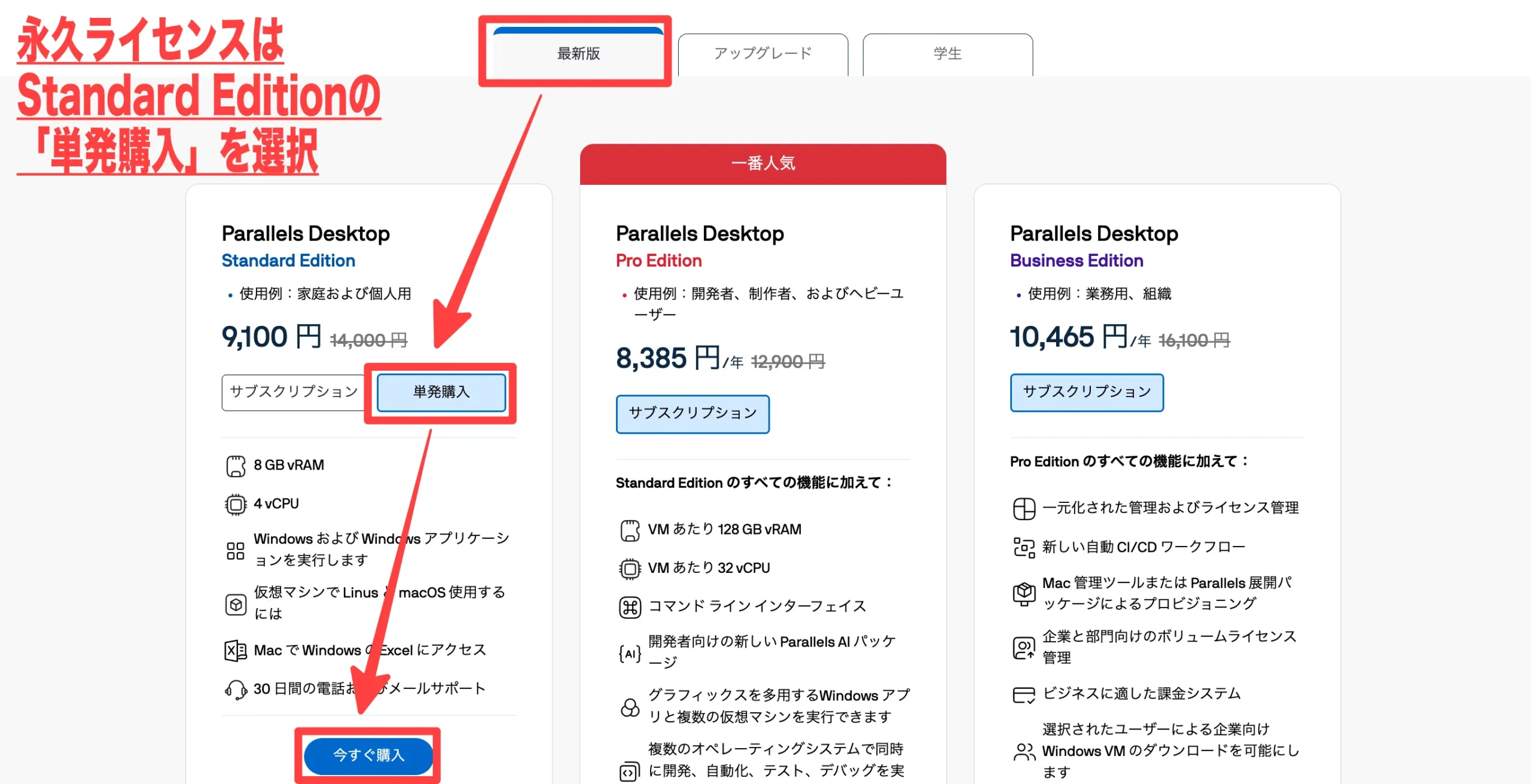 Standard Editionの単発購入を選択