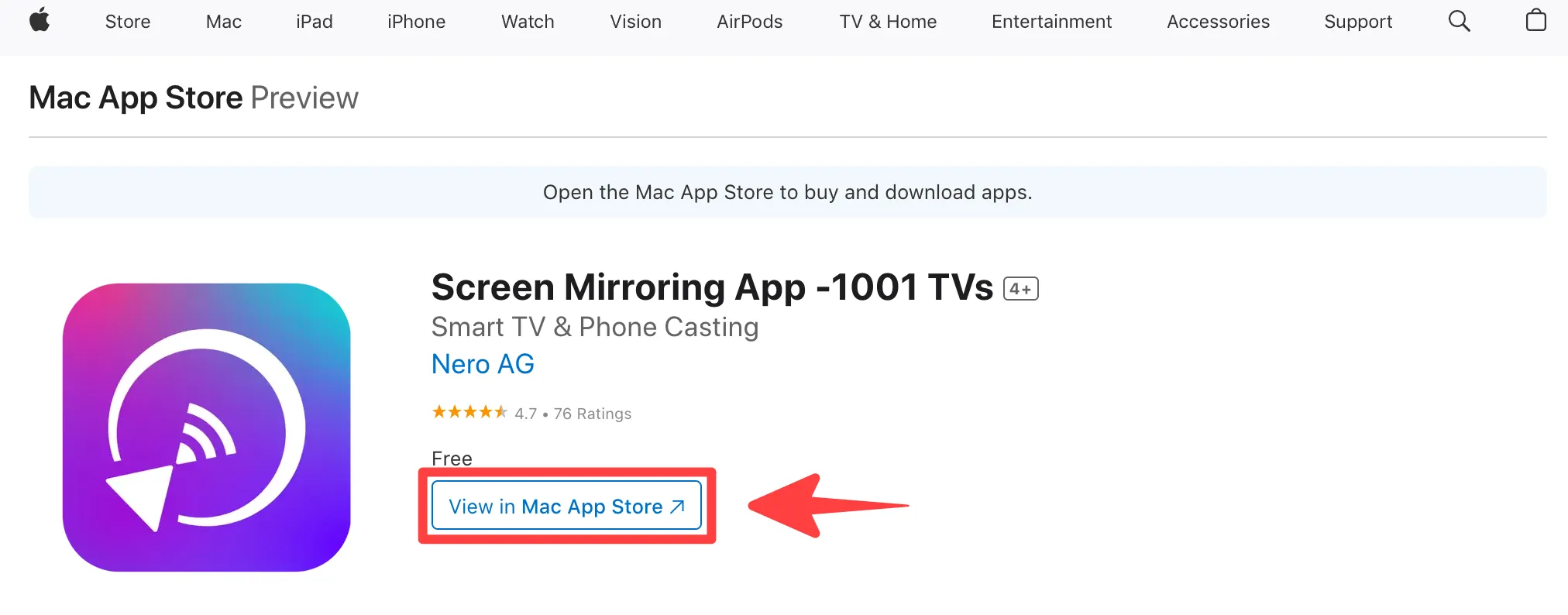 View in Mac App Store
