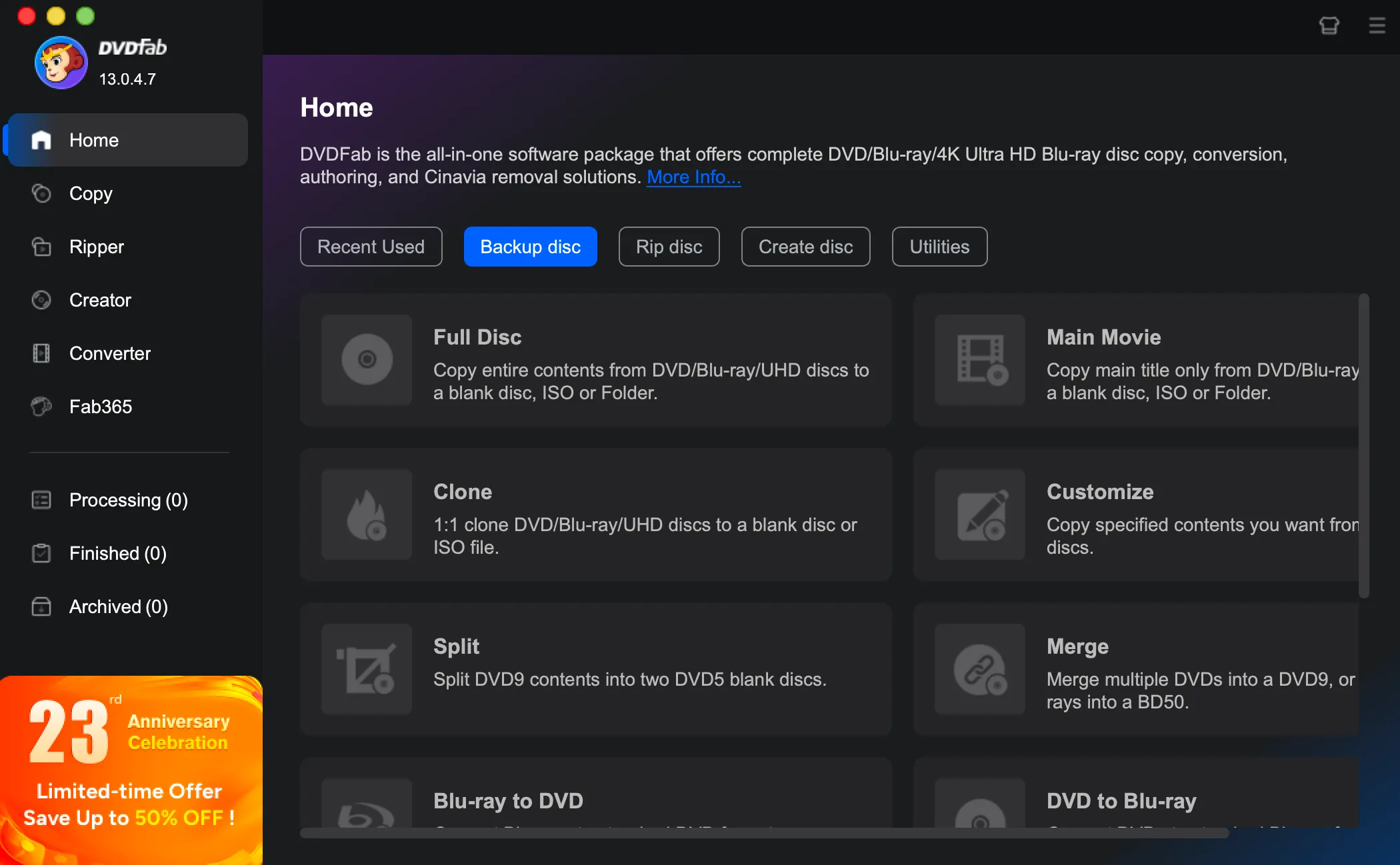 DVDFab DVD 作成 for Mac起動