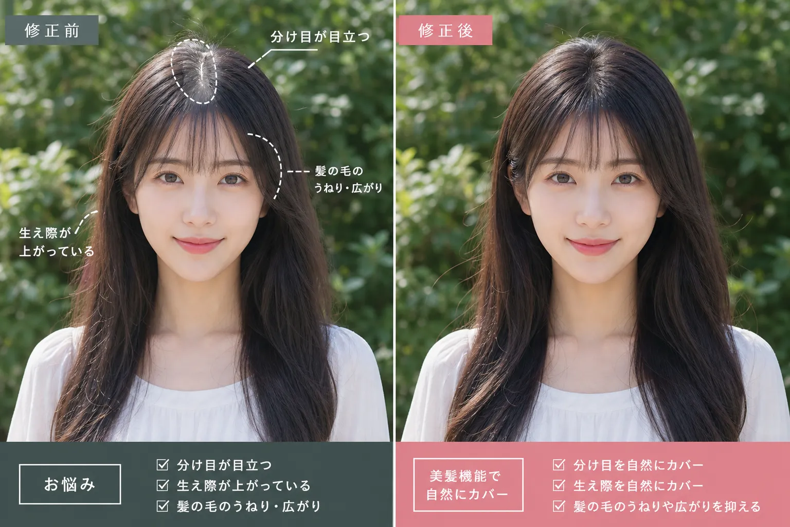 ヘアビューティ適用前後